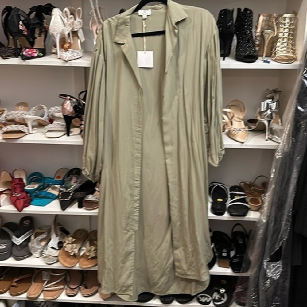 NWT P. Cill button-down maxi dress, BoHo cardigan, oversize shirt size small